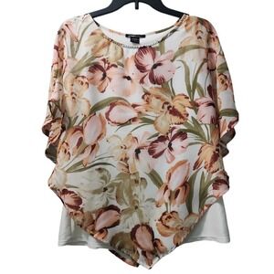 Robert Louis Floral Print Poncho‎ Top Flowy Lightweight Blouse Small